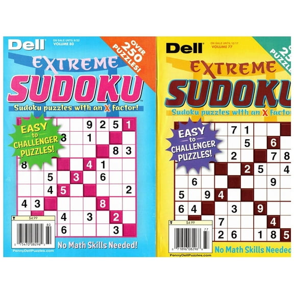 Dell Extreme Sudoku 2-Pack Over 250 Puzzles Per Book