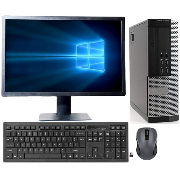Pre-Owned Dell Fast Gaming PC Optiplex 9020 SFF Win 10 Pro Intel Core i5 GeForce GT 730 4GB Desktop with a NEW 19" Monitor