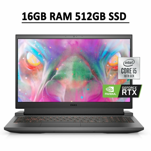 Dell G15 5510 Gaming Laptop 15.6" FHD 120Hz Anti-Glare WVA Display 10th Gen Intel Quad-Core i5-10200H 16GB RAM 512GB SSD NVIDIA GeForce RTX 3050 4GB Backlit Keyboard HDMI USB-C WiFi6 Win10