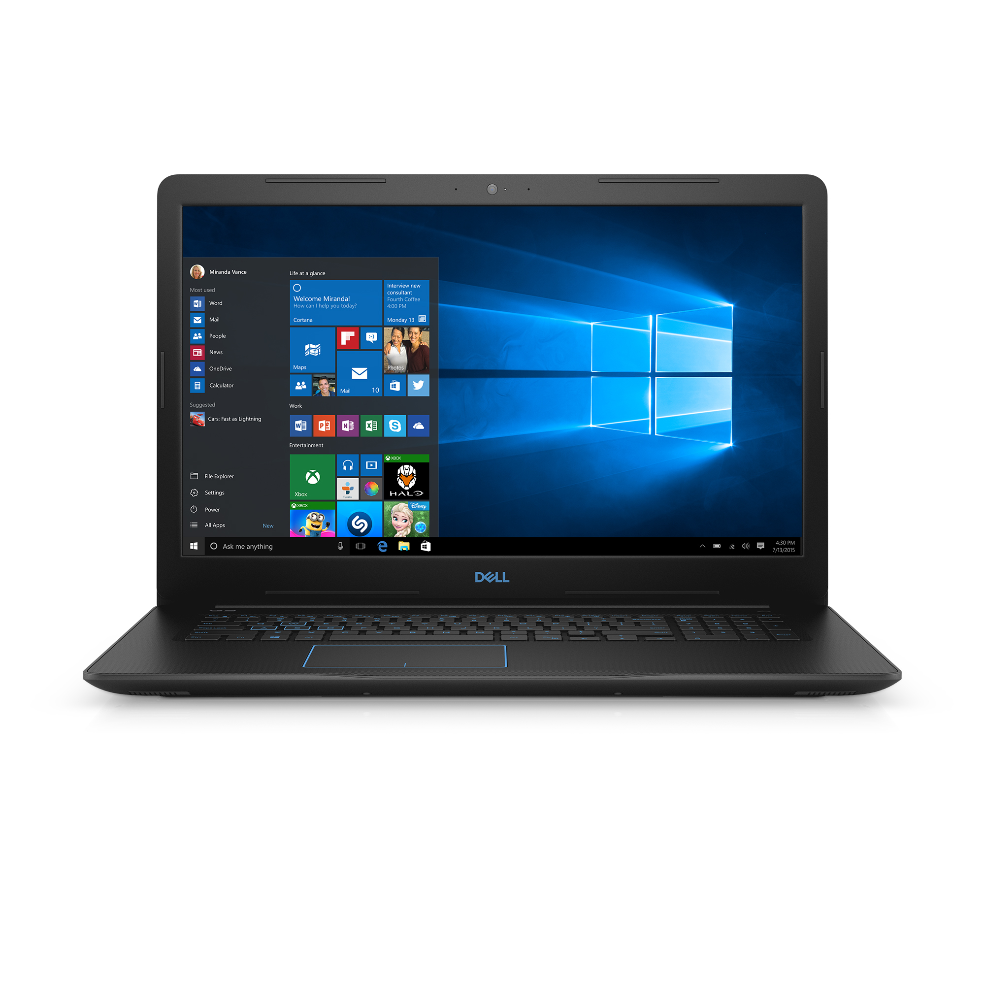 Dell G3 Gaming Laptop 17.3" Intel Core i7-8750H, NVIDIA GeForce GTX 1050Ti, 16GB RAM, 128GB SSD + 1TB HDD WIN 10, G3779-7927BLK-PUS - image 1 of 8