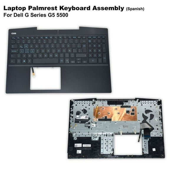 Dell G5 5500 Black Palmrest with Backlit Spanish Keyboard Assembly - 5VJWC