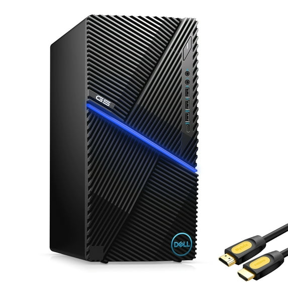Dell G5 Gaming Desktop PC, Intel 10th Core i5-10400F up to 4.3Ghz, GeForce GTX 1660Ti 6GB, 16GB RAM, 512GB SSD+1TB HDD, USB-C, RJ-45, HDMI/DP/DVI, Mytrix HDMI Cable, Win10 w/keyboard and mouse