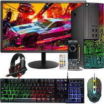 Dell Gaming OptiPlex Desktop RGB Computer PC, Intel Core i5, AMD RX 550 4GB GDDR5, 16GB, 512GB SSD, 24 Inch HDMI Monitor, RGB Keyboard Mouse and Headset, WiFi, Win 10 Pro Pre-Owned(Like New)