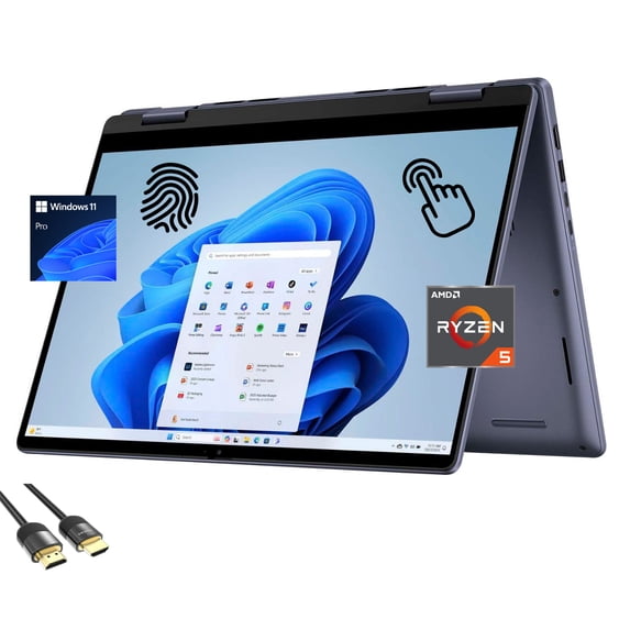 Dell Inspiron 14 2-in-1 Laptop, 14" FHD TouchScreen Display, AMD Ryzen 5-8640HS(Up to 4.9Hz), 64GB DDR5, 2TB PCIe SSD, Backlit KB, FP Reader, SD Card Reader, WiFi 6E, USB-C, Mytrix HDMI, Win 11 Pro