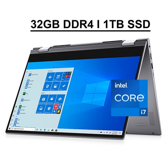Dell Inspiron 14 5000 5406 2-in-1 Business Laptop 14" FHD Touchscreen 11th Gen Intel Quad-Core i7-1165G7 32GB DDR4 1TB SSD Intel Iris Xe Graphics Backlit Keyboard Fingerprint HDMI USB-C Win10 Grey
