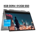 thumbnail image 1 of Dell Inspiron 14 5000 5406 2-in-1 Business Laptop 14" HD IPS Touchscreen 11th Gen Intel Core i3-1115G4 8GB DDR4 512GB SSD Integrated Intel UHD Graphics Backlit Keyboard HDMI USB-C WiFi6 Win10 Silver, 1 of 8