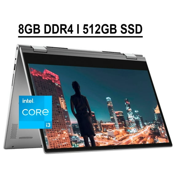 Dell Inspiron 14 5000 5406 2-in-1 Business Laptop 14" HD IPS Touchscreen 11th Gen Intel Core i3-1115G4 8GB DDR4 512GB SSD Integrated Intel UHD Graphics Backlit Keyboard HDMI USB-C WiFi6 Win10 Silver