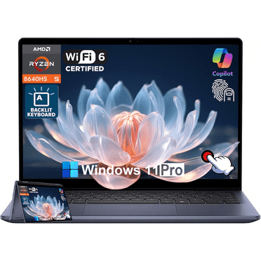Dell Inspiron 14 7445 Business Laptop, 14" FHD  2-in-1 Touchscreen, AMD Ryzen 5 8640HS, 16 GB DDR5, 1 TB SSD, Fingerprint Reader, Backlit KB, Wi-Fi, Windows 11 Pro