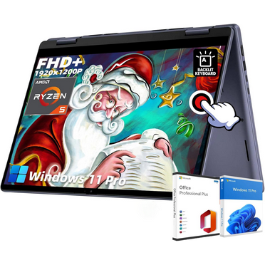 Dell Inspiron 14 7445 Business Laptop, 14" FHD+ 2-in-1 Touchscreen, AMD Ryzen 5 8640HS, 16 GB DDR5, 512 GB SSD, Fingerprint Reader, Backlit KB, Wi-Fi, Windows 11 Pro