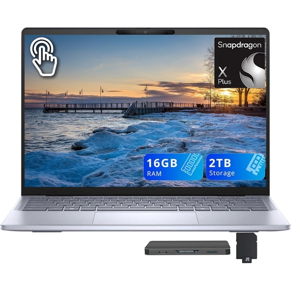 Dell Inspiron 14 Plus 14" 2.5K Touchscreen Laptop, Snapdragon X Plus X1P-64, 16GB LPDDR5X, 2TB Storage(1TB SSD+1TB Docking Station Set), Backlit Keyboard, Fingerprint Reader, Win11, Blue