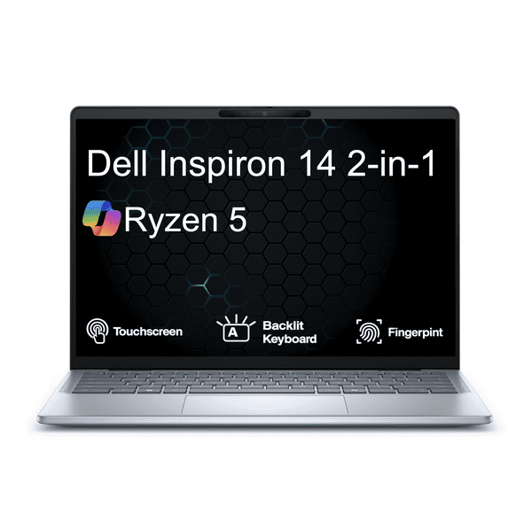 Dell Inspiron 14 Student & Business 2-in-1 Laptop 14.0in Touchscreen LCD WUXGA Display (AMD Ryzen 5 8640HS, 32GB DDR5, 1TB PCIe SSD, Backlit KB, Fingerprint, WiFi 6E, Webcam, Win 11 Home)