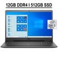 thumbnail image 1 of Dell Inspiron 15 3000 3501 Business Laptop 15.6" FHD Touchscreen 10th Gen Intel Quad-Core i5-1035G1 12GB DDR4 512GB SSD Intel UHD Graphics HDMI WIFI Bluetooth Win10 Black, 1 of 7