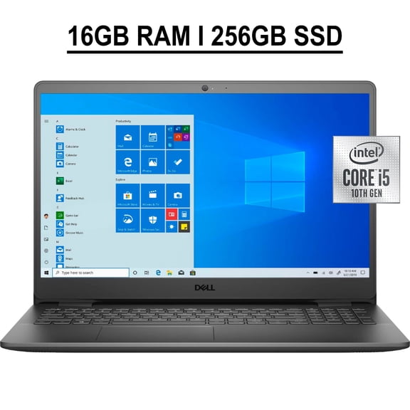 Dell Inspiron 15 3000 3501 Laptop Computer 15.6" FHD Touchscreen 10th Gen Intel Quad-Core i5-1035G1 Up to 3.6 GHz 16GB RAM 256GB SSD HDMI WiFi Webcam Win10 Black