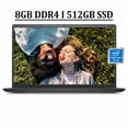 thumbnail image 1 of Dell Inspiron 15 3000 3510 Business Laptop 15.6" HD Narrow Border Display Intel Quad-Core Pentium Silver N5030 Processor 8GB DDR4 512GB SSD Intel UHD Graphics 605 HDMI Webcam Win11 Carbon Black, 1 of 6