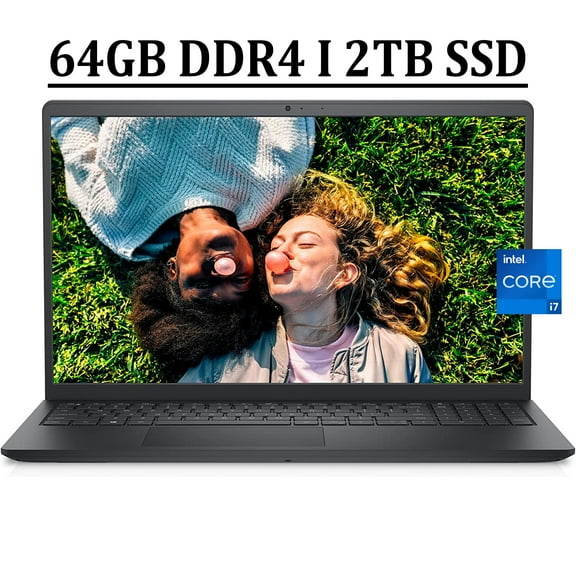 Dell Inspiron 15 3000 3520 Business Laptop 15.6" FHD Anti-Glare Touchscreen 12th Gen Intel 10-Core i7-1255U Processor 64GB DDR4 2TB SSD Intel Iris Xe Graphics MaxxAudio HDMI Webcam Win11 Black
