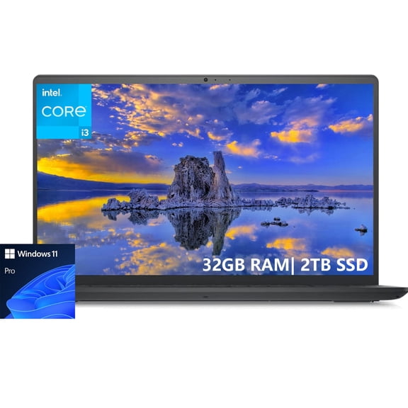 Dell Inspiron 15 3000 3520 Business Laptop, 15.6" FHD, Intel Core i3-1215U, 32GB RAM, 2TB SSD, Wi-Fi, Windows 11 Pro
