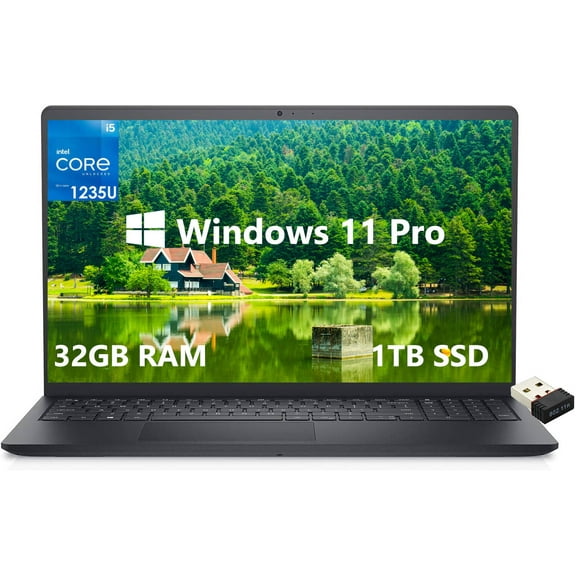 Dell Inspiron 15 3000 3520 Laptop, 15.6" FHD Business Computer, Intel Core i5-1235U, 32GB RAM, 1TB SSD, Wi-Fi 6, HDMI, Windows 11 Pro, Numeric Keypad, SD Card Reader, Bluetooth