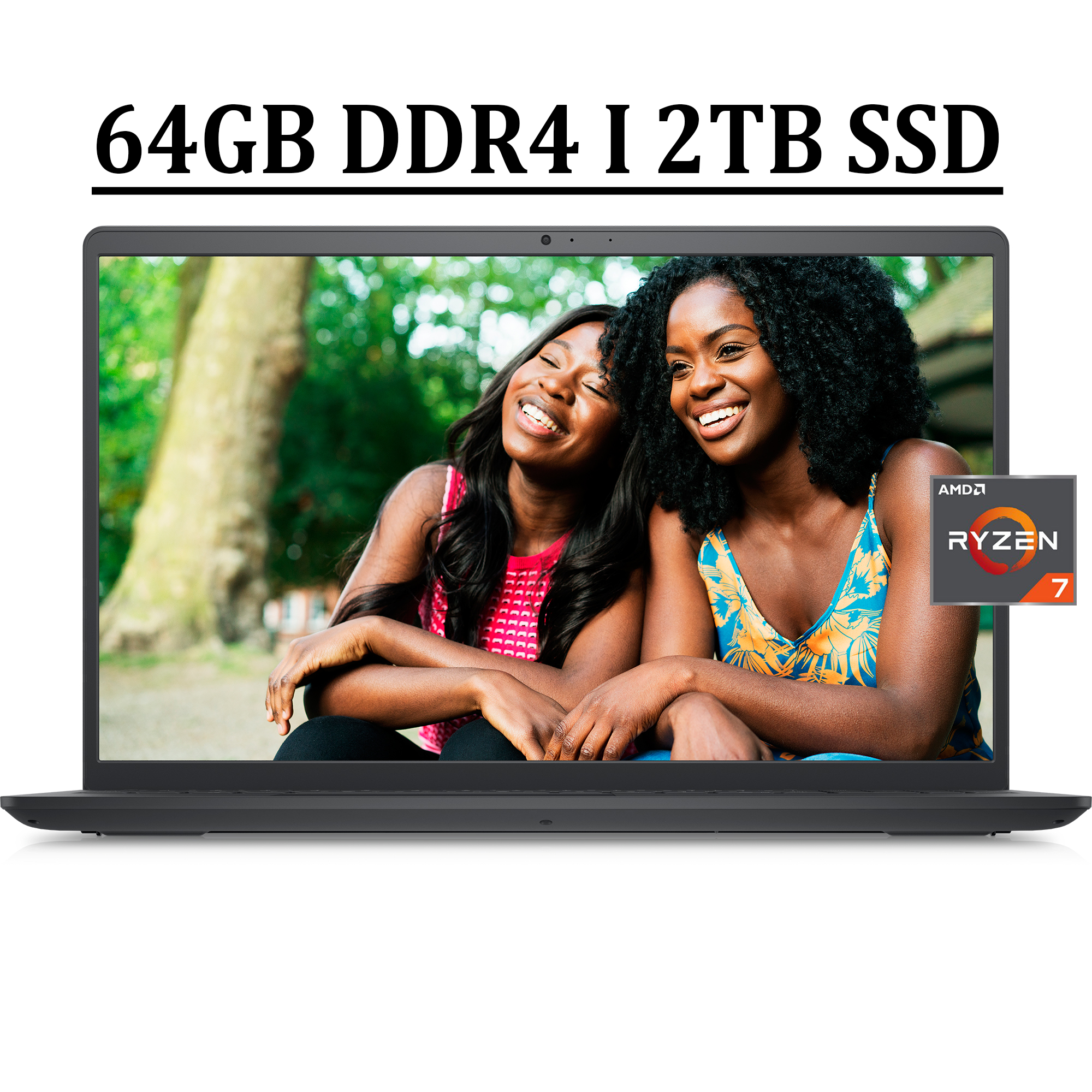 Dell Inspiron 15 3000 3525 Business Laptop 15.6" FHD 120Hz WVA Anti-Glare Display AMD Octa-Core Ryzen 7 5825U Processor 64GB DDR4 2TB SSD AMD Radeon Graphics HDMI MaxxAudio Webcam Win11 Black - image 1 of 7