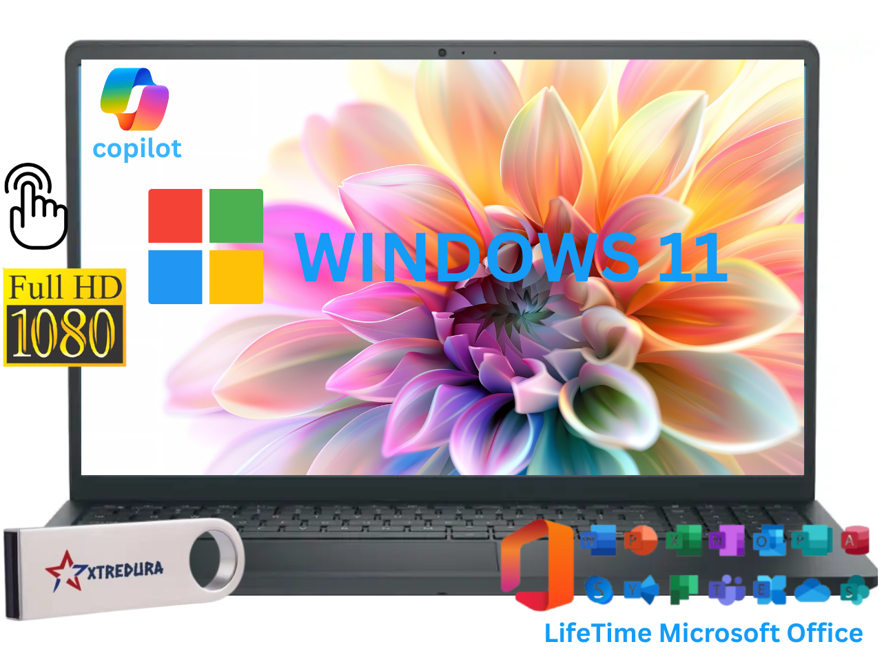 Dell Inspiron 15 3000 Business Laptop Computer, 15.6" FHD Touch Display, 13th Gen Intel i5-1334U(Beat I7-1250U),16GB RAM,256GB SSD, Windows 11 Home/Xtredura Flash Drive