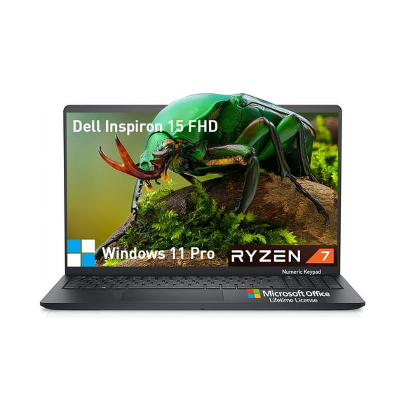 Dell Inspiron 15 3000 Laptop Computer, FHD 15.6 Laptop Notebook PC, AMD Ryzen 7, Windows 11 Pro, 32GB RAM, 1TB SSD+512GB Docking Set, Lifetime Microsoft Office, 10-Key Number Pad