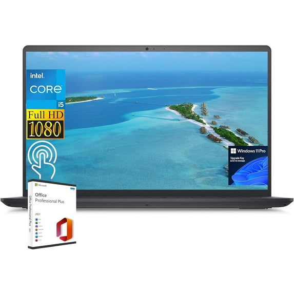 Dell Inspiron 15 3520 Business Laptop - with Microsoft Office Lifetime License, 15.6" FHD Touchscreen, Intel Core i5-1235U, 32GB RAM, 1TB SSD, Webcam, Wi-Fi, Bluetooth, Windows 11 Pro