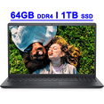 thumbnail image 1 of Dell Inspiron 15 3520 Premium Business Laptop 15.6" FHD Anti-glare Touchscreen Intel 10-Core i7-1255U Processor 64GB DDR4 1TB SSD FHD Camera Office 2019 Win11 Black, 1 of 8