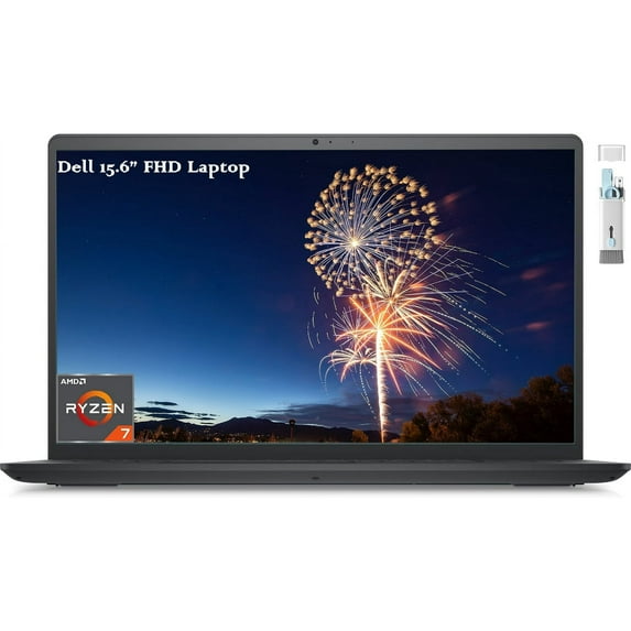 Dell Inspiron 15 3525 Laptop, 15.6" FHD Display, AMD Ryzen 7 5825U, 64GB DDR4 RAM, 2TB SSD, AMD Radeon Graphics, Windows 11 Home, Cefesfy Multifunctional Brush