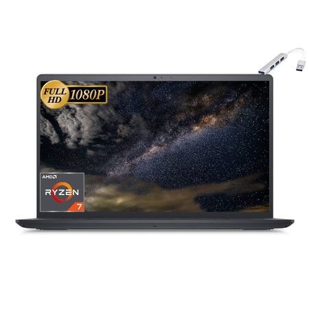Dell Inspiron 15 3525 Laptop, 17.3" FHD Display, AMD Ryzen 9 5700U(8-core) Processor, 64GB RAM, 2TB SSD, 4TB HDD, AMD Radeon Graphics, Wi-Fi, Bluetooth, Windows 11 Pro, Bundle With Cefesfy USBHUB