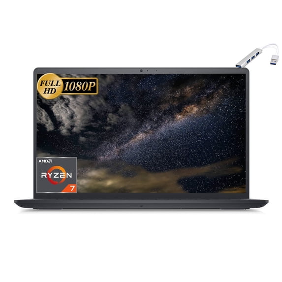 Dell Inspiron 15 3525 Laptop, 17.3" FHD Display, AMD Ryzen 9 5700U(8-core) Processor, 64GB RAM, 2TB SSD, 4TB HDD, AMD Radeon Graphics, Wi-Fi, Bluetooth, Windows 11 Pro, Bundle With Cefesfy USBHUB