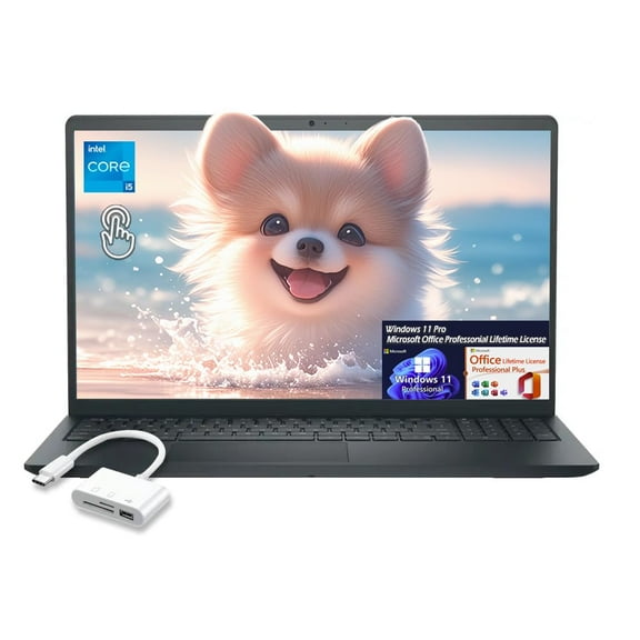 Dell Inspiron 15 3530 15" LED FHD Touch Screen Laptop, Win11Pro Office Lifetime License, Intel Core i5-1334U, 8GB DDR4 512GB SSD, Webcam, HDMI, Wi-Fi6, Bluetooth, Black, with USB 3.0 Hub, W/GaLiMu