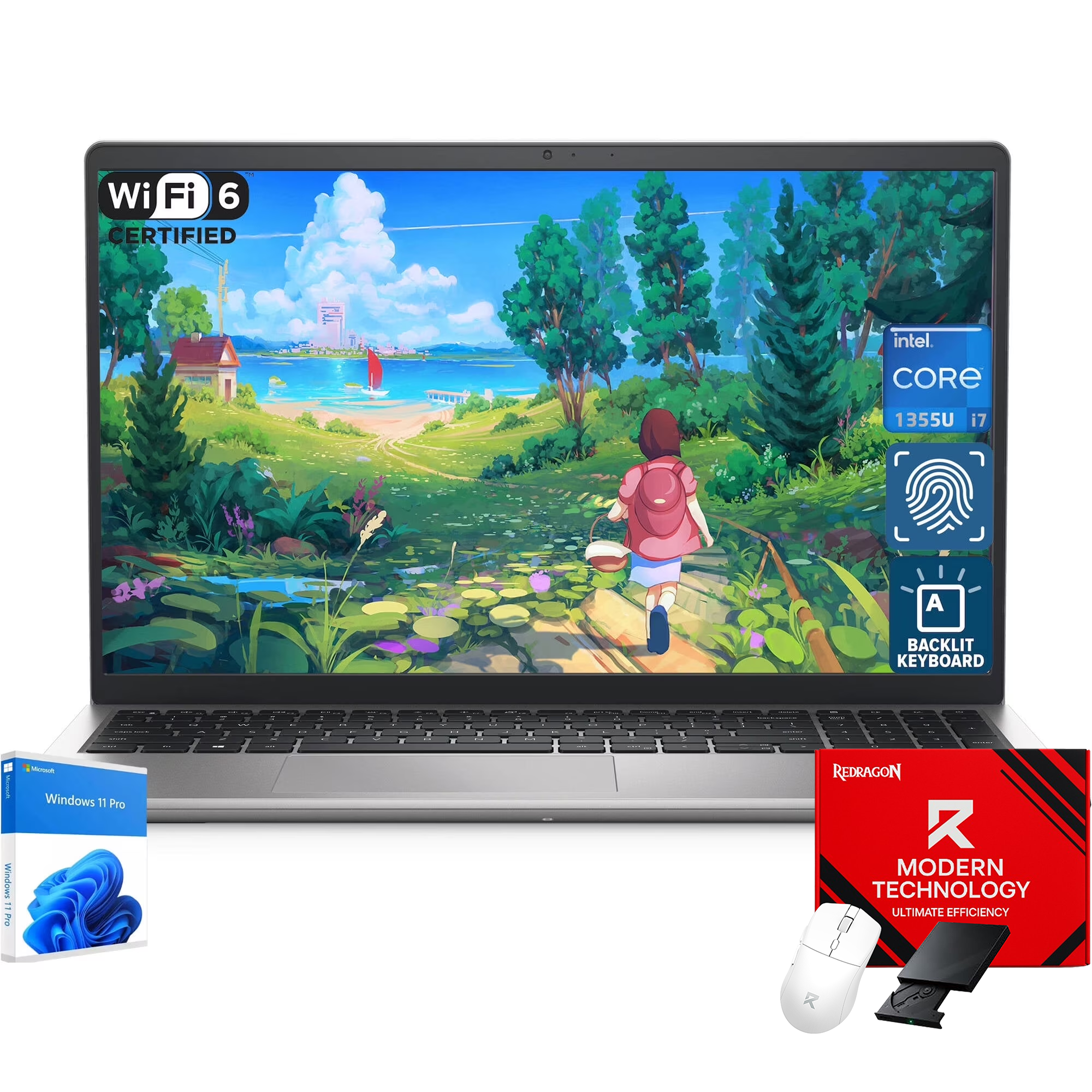 Dell Inspiron 15 3530 Business Laptop, 15.6" FHD Display, Intel 10-Core i7-1355U, 32GB RAM, 2TB SSD, Wi-Fi 6, Backlit KB, Fingerprint, Windows 11 Pro
