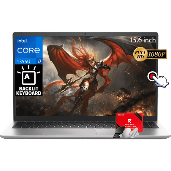 Dell Inspiron 15 3530 Laptop, 15.6" FHD Touch Screen Display, Intel i7-1355U CPU, 16 GB RAM, 1 TB SSD, Wi-Fi 6, Windows 11 Pro, Backlit Keyboard, Fingerprint Reader, Silver