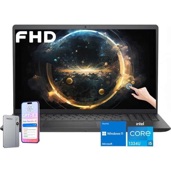 Dell Inspiron 15 3530 Laptop, 15.6" FHD Touchscreen, Intel Core i5-1334U, 20GB RAM, 512GB SSD, Windows 11 Home in S Mode, Carbon Black