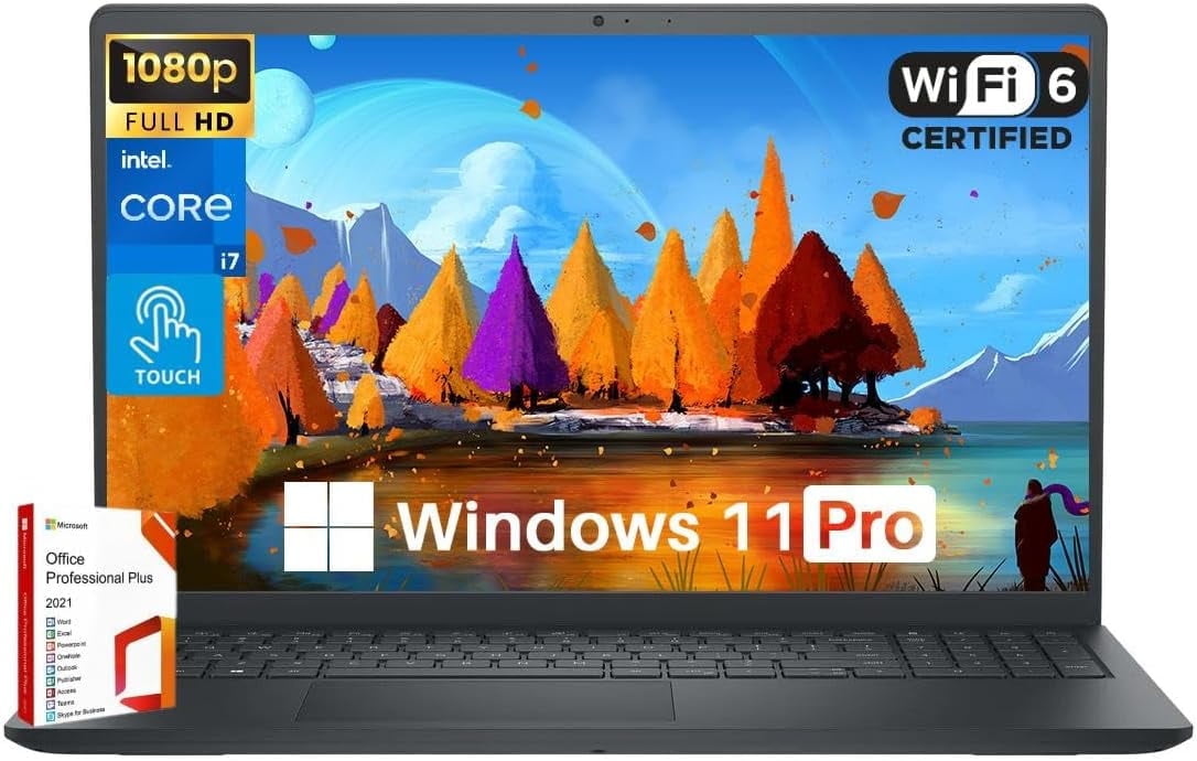 Dell Inspiron 15 3530 Laptop, 15.6” FHD Touchscreen, Intel Core i7-1355U, 32GB RAM, 1TB SSD, Wi-Fi 6, Webcam, HDMI, Windows 11 Pro, with MS Office Lifetime License
