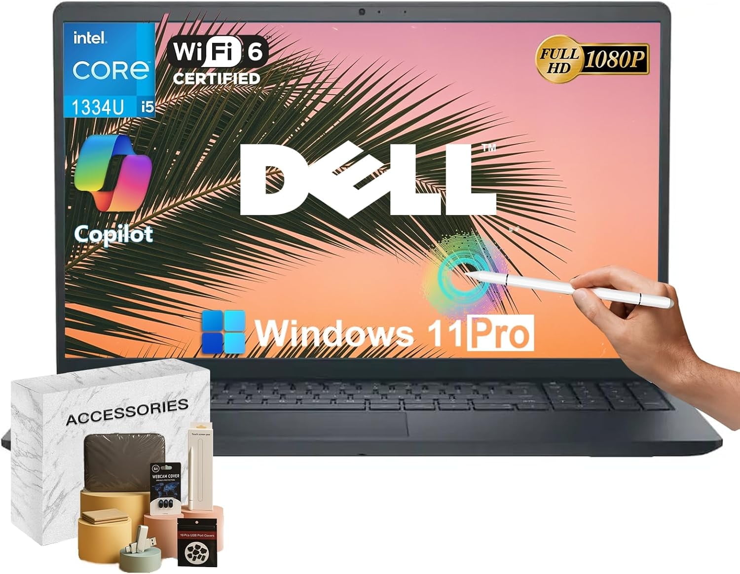 Dell Inspiron 15 3530 Touchscreen Laptop Computer, Intel Core i5 1334U, 16GB RAM, 512GB SSD, 15.6'' FHD Anti-Glare Display, Wi-Fi 6, Ai Copilot, Windows 11 Pro, for Business & Student