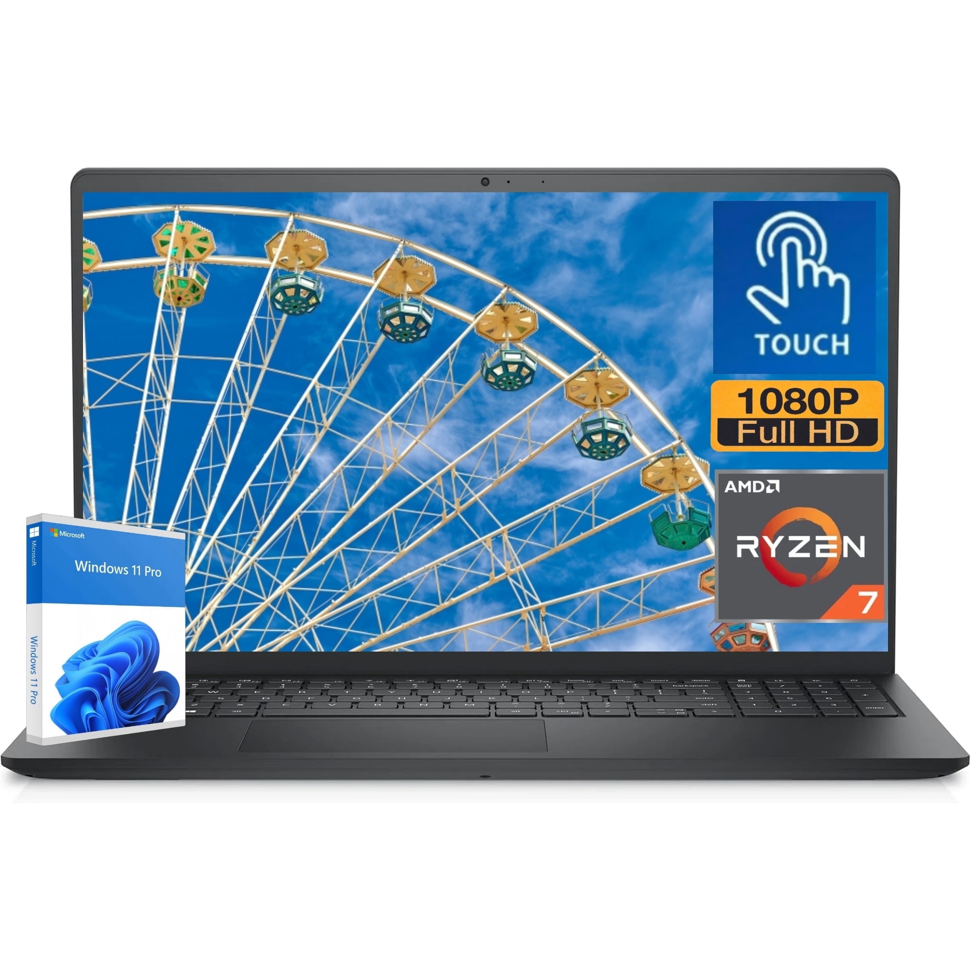 Dell Inspiron 15 3535 Business Laptop 15.6" Touchscreen FHD,AMD Ryzen 7 7730U, 16GB RAM, 1TB PCIe SSD, AMD Radeon, Wi-Fi, Bluetooth, SD Reader, Webcam, Windows 11 Pro