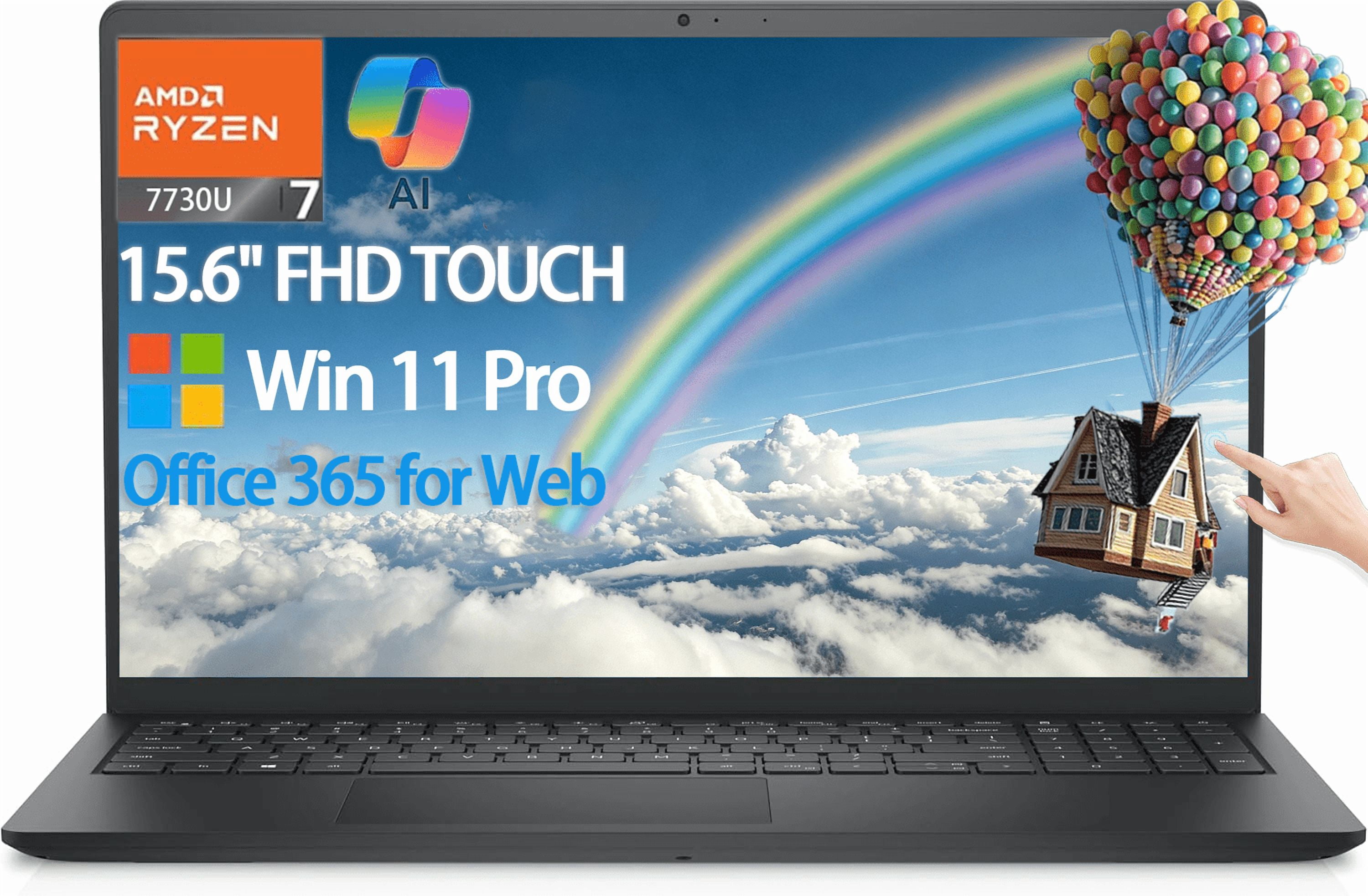Dell Inspiron 15 3535 Touchscreen Laptop - 15.6" FHD WVA Display, 8-Core AMD Ryzen 7 7730U, AMD Radeon Graphics,Windows 11 Pro, Copilot, Wi-Fi, 16GB RAM, 512GB SSD, w/Accessories