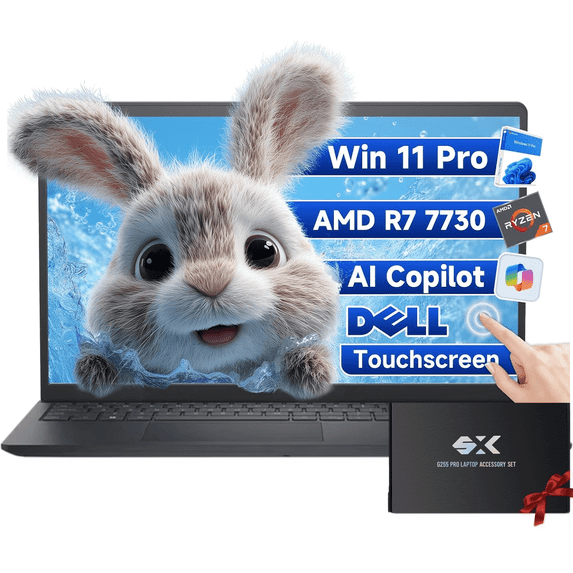 Dell Inspiron 15 3535 Touchscreen Laptop, AMD Ryzen 7 7730U, 15.6" FHD Touch Display, 32GB RAM, 2TB SSD Business Laptop Computer, Windows 11 Pro, Copilot AI, Wi-Fi, Webcam
