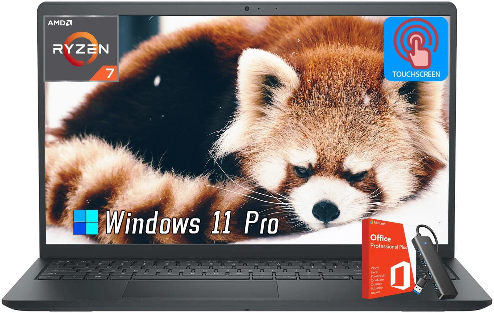 Dell Inspiron 15 3535 Touchscreen Laptop - Business & Student Laptop Computer, 15.6 Inch FHD LED-Backlit Display, AMD Ryzen 7 7730U, 32 GB RAM, 1 TB SSD, Win 11 Pro & Office Lifetime