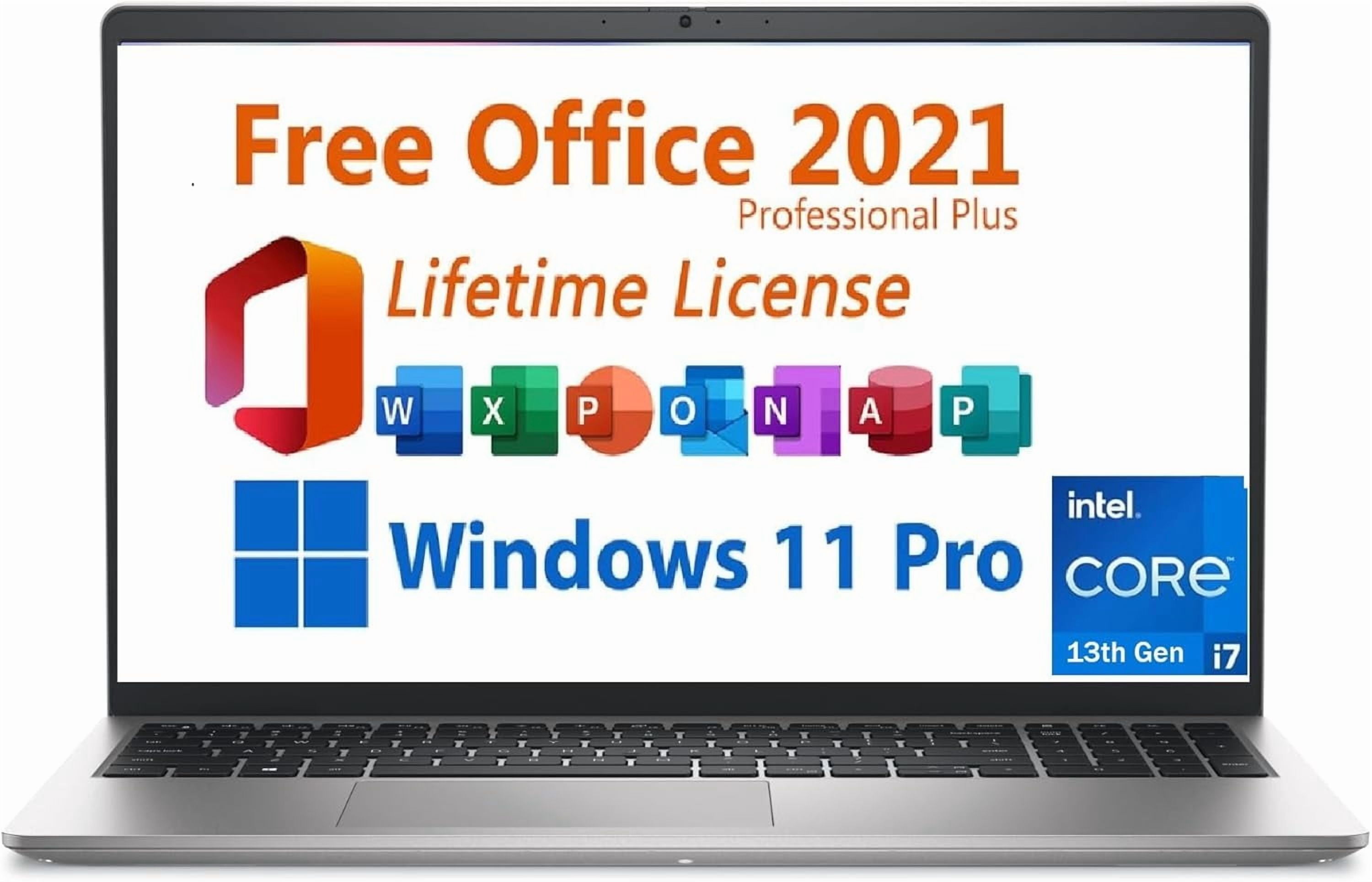 Dell Inspiron 15.6" FHD Business Laptop, Intel i7-1355U, 16GB RAM, 1TB PCIe SSD, Windows 11 Pro, Office 2021 Lifetime, Wi-Fi 6, HDMI, SD Card Reader, Platinum Silver