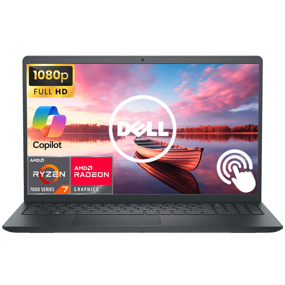 Dell Inspiron 15.6" FHD Touchscreen Business Laptop Computer, 8-core AMD Ryzen 7 7730U Processor, Windows 11 Laptop 32GB RAM 1TB SSD, AMD Radeon Graphics, Copilot AI Ready, Numeric Keypad, Black