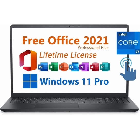Dell Inspiron 15.6 FHD Touchscreen Laptop, Intel i71355U, Windows11 Pro with Lifetime Microsoft Office 21, 16GB RAM, 1TB PCIe SSD, HDMI, WiFi6, Bluetooth, Black