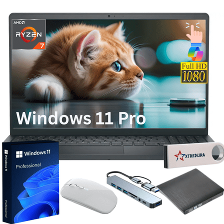 Dell Inspiron 15.6" Full HD Touchscreen Laptop, Ryzen 7 7730U, 32GB RAM, 1TB SSD, Windows 11 Pro + Copilot AI Ready, Gift Set