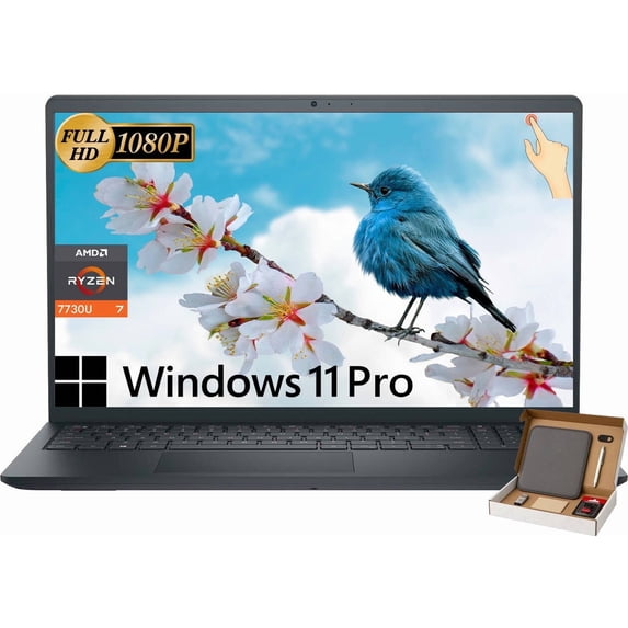 Dell Inspiron 15.6" Touchscreen Laptop, AMD Ryzen 7 7730U, 32GB RAM, 1TB SSD, Business & Student Laptop Computer, Windows 11 Pro, WVA LED-Backlit FHD Display