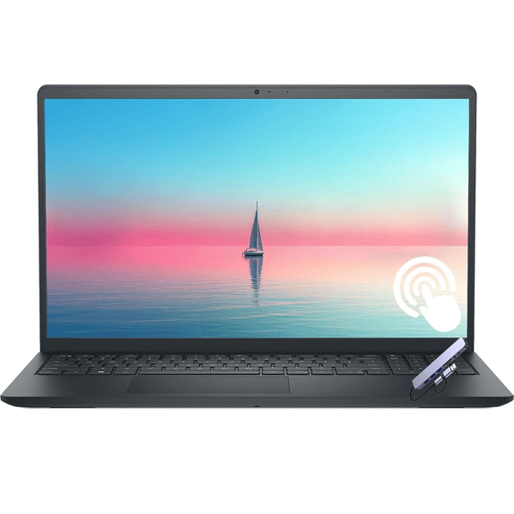 Dell Inspiron 15" Touchscreen Laptop, 12GB RAM 512GB Storage (256GB SSD+256GB External), 10-Core Intel Core i5 Processor, FHD 1920 x 1080 IPS Display, Windows 11 Home, SD Card Reader, Black
