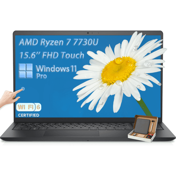 Dell Inspiron 15 Touchscreen Laptop Computer, Windows 11 Pro, AMD Ryzen 7 7730U, 15.6'' FHD WVA Display, 16GB RAM + 512GB SSD,Wi-Fi 6, Windows 11 Pro, Business & Student Laptop