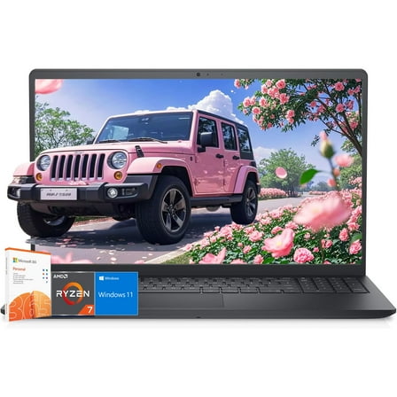 Dell Inspiron 15 Touchscreen Laptop with Microsoft Office - AMD Ryzen 7-7730U - 15.6" FHD Touch Display - Windows 11 - 16GB RAM | 1TB SSD - Long Battery Life - Business College School