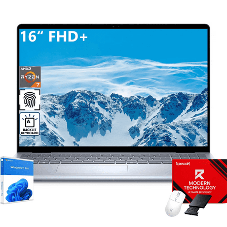Dell Inspiron 16 Business Laptop Computer, AMD Ryzen 7-8840U(8-Core), 16GB DDR5, 1TB SSD, 16" FHD+ Display, Backlit Keyboard, Wi-Fi 6E, Fingerprint Reader, AMD Radeon Graphics, Windows 11 Pro