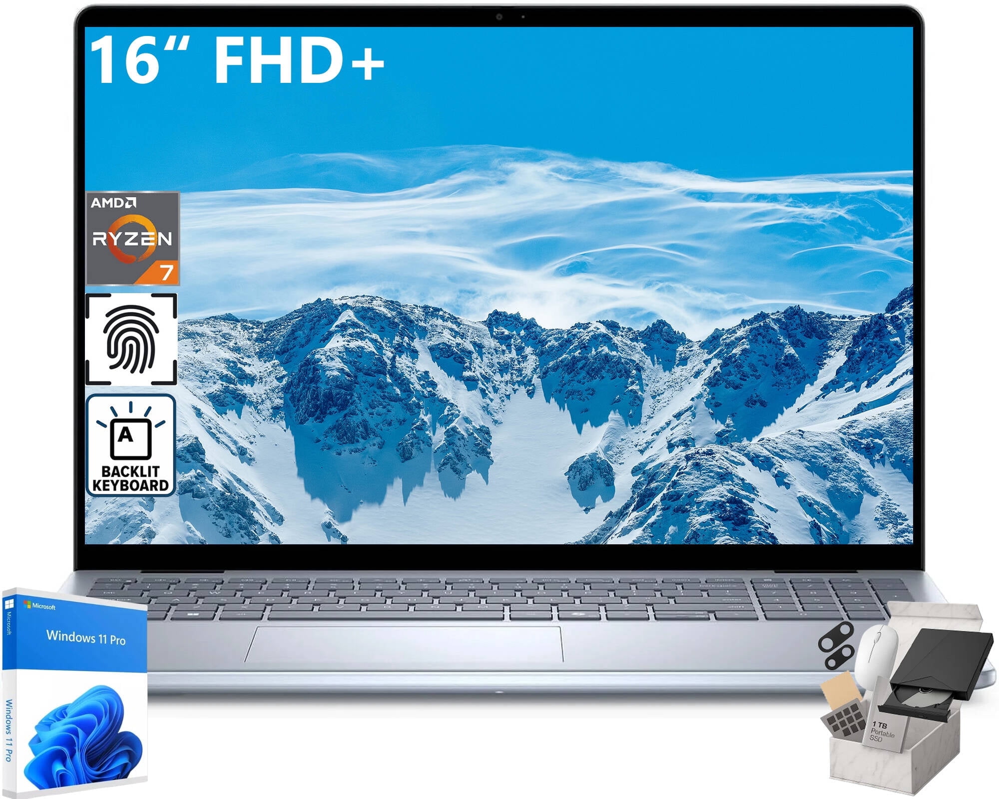 Dell Inspiron 16 Business Laptop Computer, AMD Ryzen 7-8840U(8 