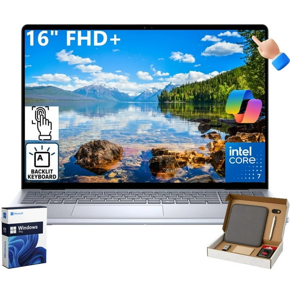 Dell Inspiron 16 Touchscreen Business Laptop – Intel Core 7 150U 10-Core, 64GB DDR5, 1TB SSD, 16:10 FHD+ IPS, Windows 11 Pro, AI Copilot, Fingerprint Reader, Backlit Keyboard